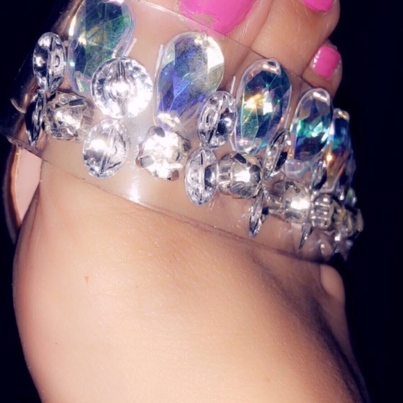 New High heels Gold diamond open toe tie up Fancy - Picture 3 of 4